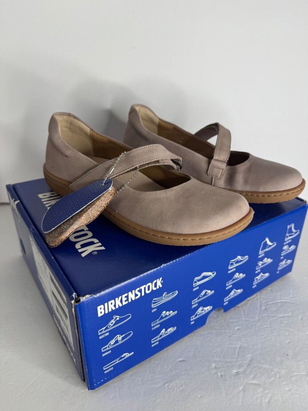 Birkenstock Lora Taupe Mary Jane Shoes Flats Nubuck Leather US 6 EU 37 Narrow - Picture 2 of 7